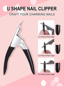 1pc Manicure Straight-Cut Clipper, False Nail Sticker U & Square-Shaped, French Manicure Trimmer Scissors, Nail Art Tool For Shaping Square, Round & French Nails - View 2