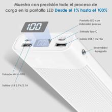 1Hour Power Bank 20000 Mah Portable Battery Power Bank LED DIGITAL Screen Universal Powerbanks - 白色 - 查看 3