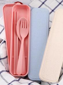plys 3pcs Portable Cutlery Set With Chopsticks And Spoon - Multicolor - View 3