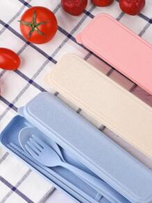 plys 3pcs Portable Cutlery Set With Chopsticks And Spoon - Multicolor - View 2