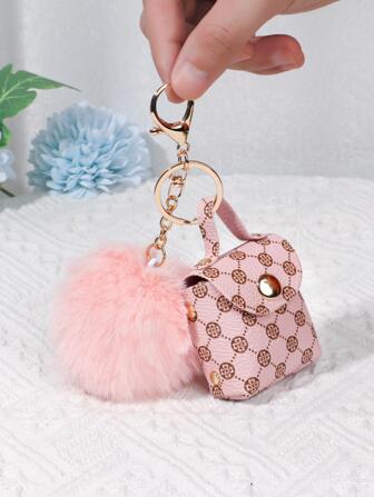 Geometric Pattern Bag Charm Pom Pom Decor Key Chain Coin Purse Bag Accessories Gifts Valentine'S Day Stylish For Teen Girls Women College Students Teacher White-Collar Workers Rookies & White-Collar Workers Gift Accessories Decor Present Car Accessories Women Macrame Key Chain Charms Cute Keychain Wallet Keychain Plush Keychain School Supplies Teacher Gifts Back To School Teacher Accessories Pom Poms