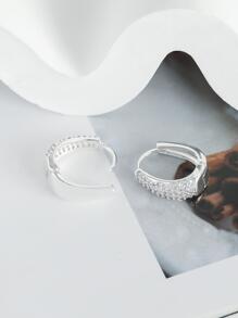 Hihho 1pair U-shaped Micro-inlay Earrings - Silver - View 3