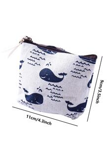 Sencilla Y Elegante Bolsa De Almacenamiento Para Llaves Con Patrón De Lona, Bolsa Para Cosas, Auriculares Inalámbricos , Auriculares Inalámbricos, Audífonos , Auriculares Tipo Casco Para Negocios, Viajes, Escuela, Universidad, Oficina - Beis - Ver 2
