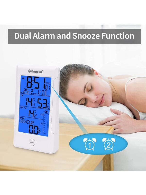 Geevon Wireless Digital Rain Gauge with Outdoor Temperature Gauge,Self