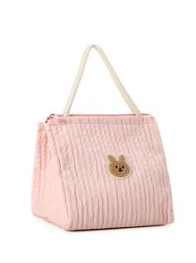 1pc Multifunctional Mommy Bag For Mother And Baby, Lightweight And Large Capacity Bag With Embroidery And Insulation, Suitable For Outdoor Activities - Pink - View 5