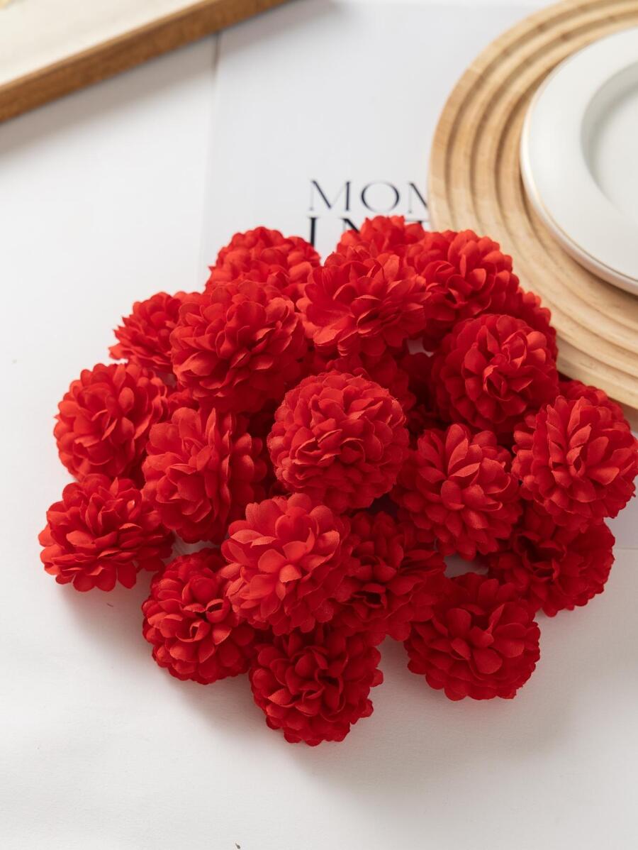 MEHELANY 每包30个/15个/6个万寿菊花头，散装，红色人造花头，丝绸仿真花头，菊花花头，迷你花头，适用于亡灵节装饰、节日装饰、DIY万寿菊花环（亡灵节）、墨西哥婚礼装饰、派对/婴儿派对装饰、秋季派对装饰、感恩节装饰、桌面摆件、人造花、塑料花环装饰、情人节、生日/毕业礼物、秋季装饰 - 紅色 - 查看 1