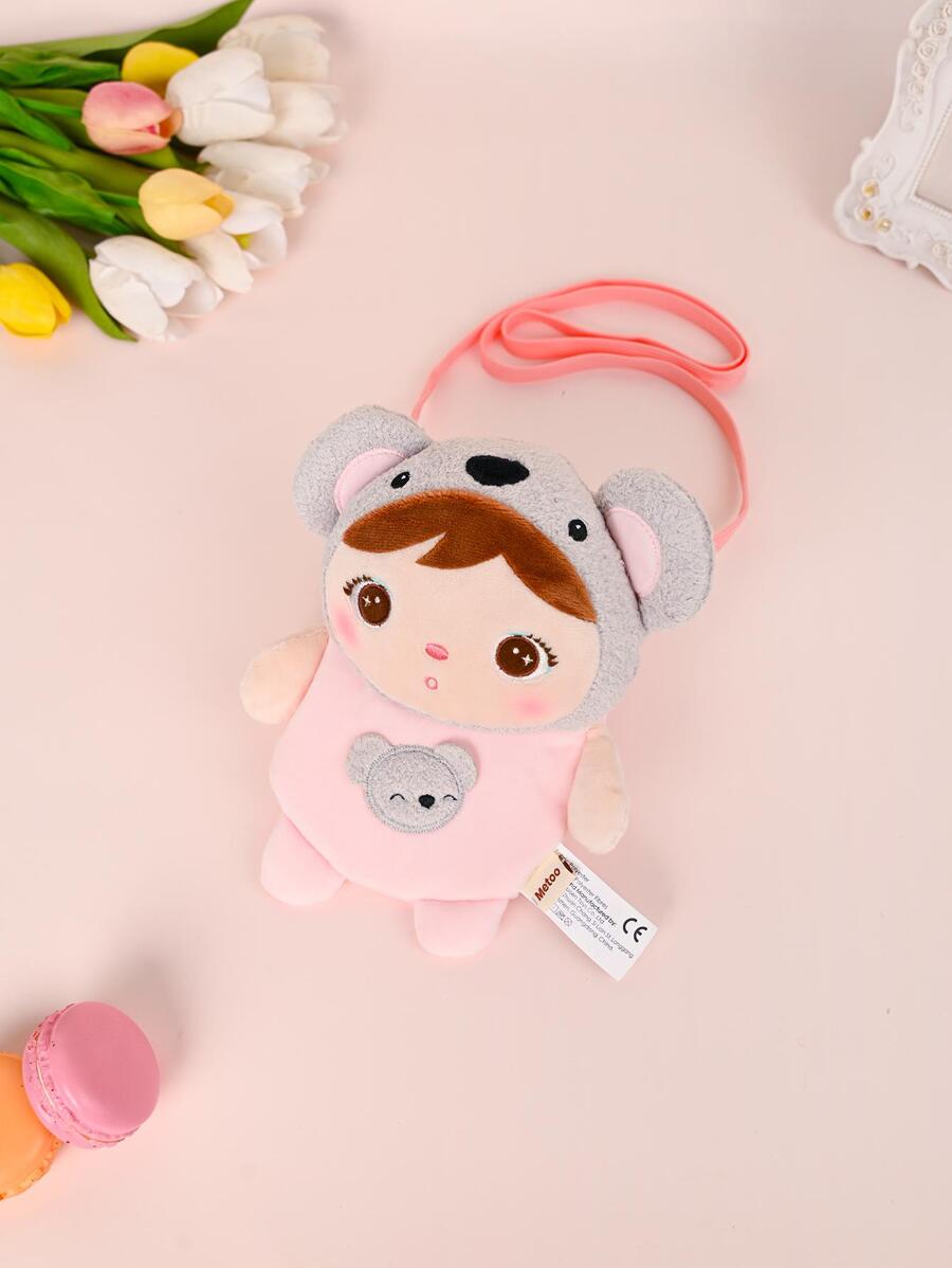 Metoo 女孩卡通考拉人物刺繡設計滌綸拉鍊可愛異形包 - 淺粉色 - 查看 1