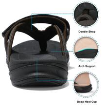 Womens Arch Support Flip Flops | Ladies Orthotic Thong Sandals - Brown - View 2