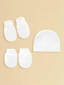 3pcs/Set Soft & Skin-Friendly Newborn Baby Outfit - White - View 3