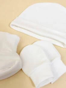 3pcs/Set Soft & Skin-Friendly Newborn Baby Outfit - White - View 5