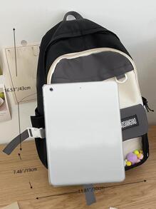 ZAOSHANGHAO Colorful Outdoor Leisure Versatile Shopping Travel Vacation Large Capacity College Backpack With Accessories Random - Black - View 3