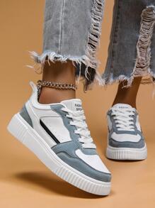 Phụ nữ có dây buộc Patch Chi tiết Giày trượt băng, Giày thể thao ngoài trời - Xanh và trắng - Xem 4