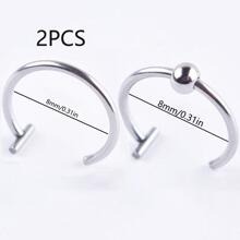 2 cái/bộ Unisex Phong Cách Punk 8/10mm Nhẫn Môi Với Thiết Kế Hình Tròn Hình Móng Ngựa Bằng Thép Không Gỉ, để Đeo Hàng Ngày - Bạc - Xem 5