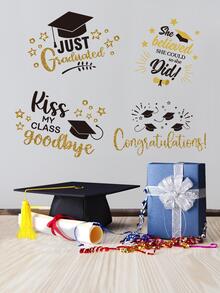 4 piezas/set Pegatinas dorado graduación estación - Multicolor - Ver 1