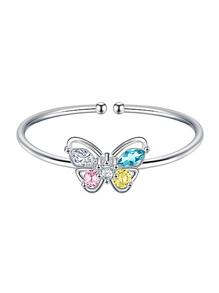 1pc Fashionable Simple Colorful Butterfly Open Basic Ring With High-end Cz Stone Decor - Butterfly - View 6