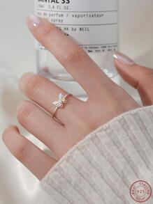 1pc Fashionable Simple Colorful Butterfly Open Basic Ring With High-end Cz Stone Decor - Butterfly - View 1