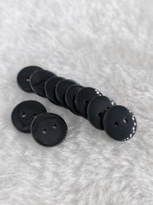 100pcs/Pack Black 2-Hole Resin Buttons, Double-Sided Sewing Buttons, Suitable For Shirts, Home Textiles, Crafts, Clothing And Sewing Accessories - Black - View 5