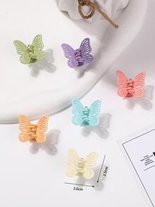 6入組女性金屬亮絲蝴蝶設計時尚髮爪適用於日常生活 - 彩色 - 查看 2