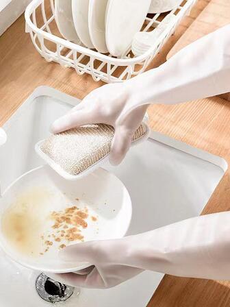 2 piezas Guantes para lavar platos impermeable caucho cocina para casa usar