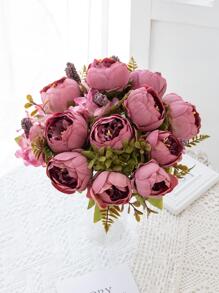 1入組人造牡丹花花束新娘的手掌花卉適合婚禮裝飾用品客廳,臥室,餐廳,花瓶展示 - 玫紅色 - 查看 3