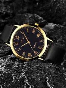 LIANDU LIANDU 2 Stück/Set Herrenuhr Mode Lässig Quarz Rundes Zifferblatt Armbanduhr und Löwenkopf Perlenarmband Schmuckset, geeignet für den täglichen Gebrauch, Schulanfangszeit, Abschlusszeit, Thanksgiving, Paare, die besten Geschenke, Uhrenbox nicht enthalten