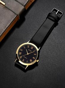 LIANDU LIANDU 2 Stück/Set Herrenuhr Mode Lässig Quarz Rundes Zifferblatt Armbanduhr und Löwenkopf Perlenarmband Schmuckset, geeignet für den täglichen Gebrauch, Schulanfangszeit, Abschlusszeit, Thanksgiving, Paare, die besten Geschenke, Uhrenbox nicht enthalten