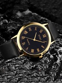 LIANDU LIANDU 2 Stück/Set Herrenuhr Mode Lässig Quarz Rundes Zifferblatt Armbanduhr und Löwenkopf Perlenarmband Schmuckset, geeignet für den täglichen Gebrauch, Schulanfangszeit, Abschlusszeit, Thanksgiving, Paare, die besten Geschenke, Uhrenbox nicht enthalten