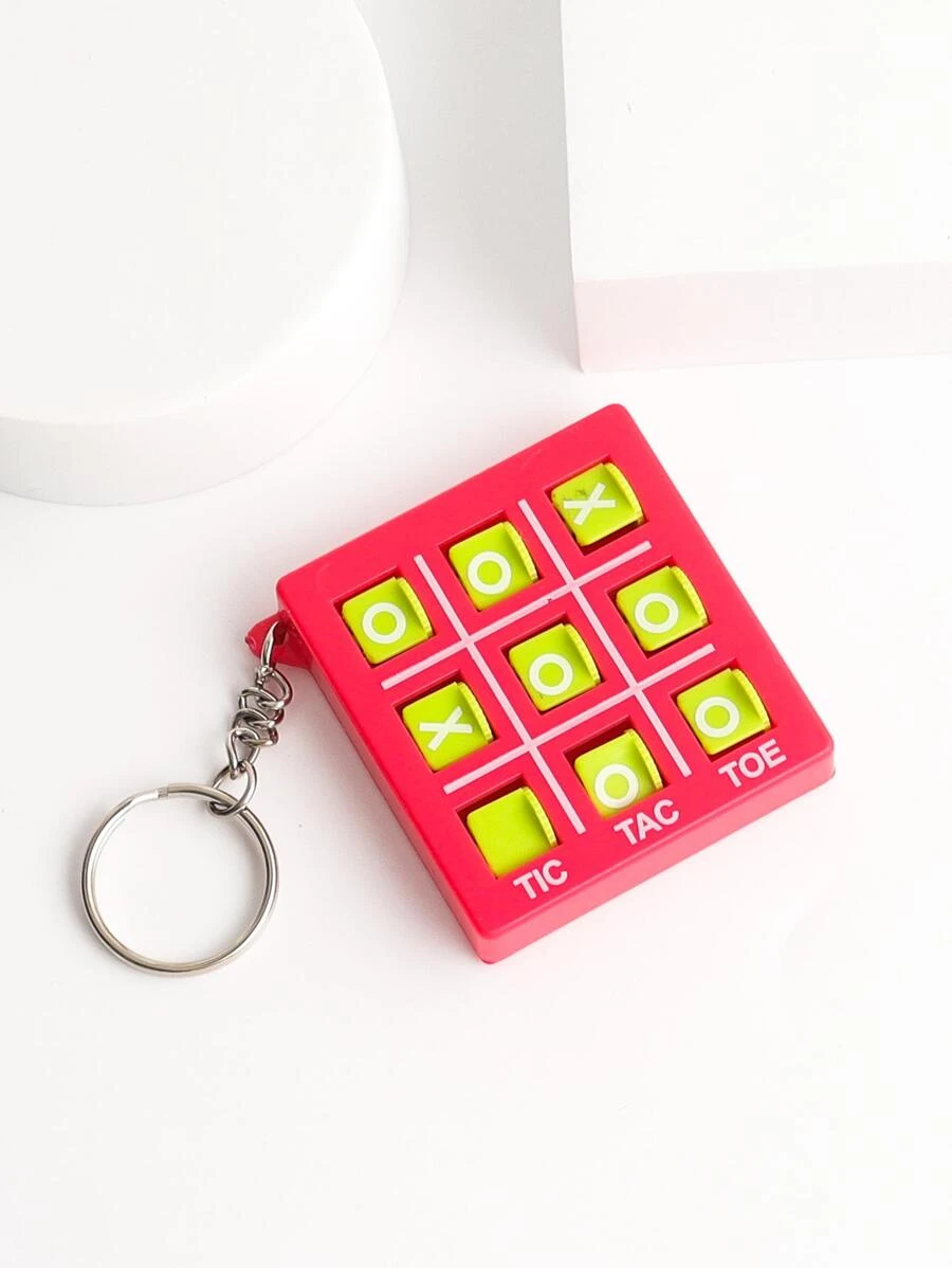 1pc Women Random Color Mini Tic Tac Toe Game Creative Keychain - Pink - View 1