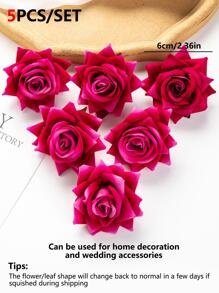 5 pièces de fleurs de roses en velours artificiel pour couronne DIY, bouquet de mariage, décoration de maison ou décoration de gâteau d'anniversaire en automne