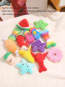 3pcs/Set Random Color Realistic Vegetable, Fruit, Bone, Meat, Donut Design Plush Voice Pet Toys, Cute & Fun For Cats, Dogs, Daily Use, Beach, Sun, Travel - Multicolor - View 10