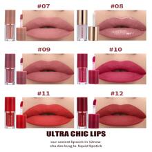 Color de labios líquido, brillo de labios mate, set 12 barras de labios líquidas de larga duración - Multicolor - Ver 6
