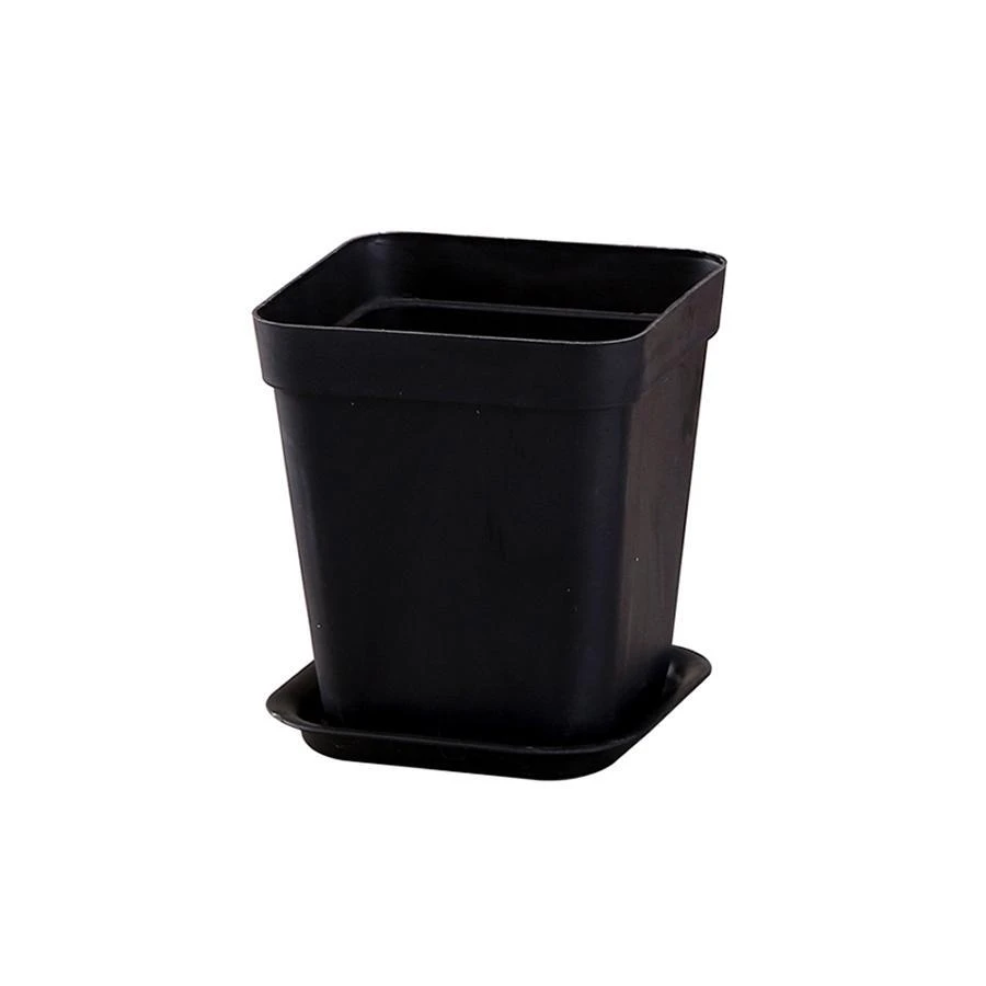1pc Solid Color Plastic Plant Container - Black - View 1