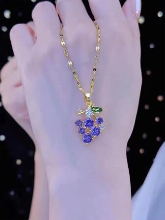 Cubic Zirconia Grape Pendant Necklace