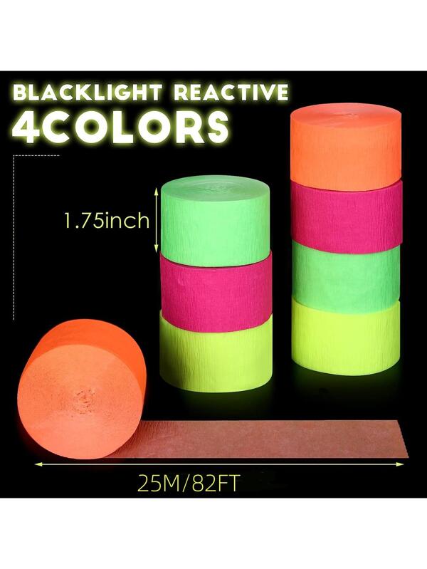 8 Rolls Crepe Paper Streamers Glow Party Crepe Paper Streamer Roll