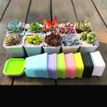1pc Solid Color Plastic Plant Container - Black - View 7