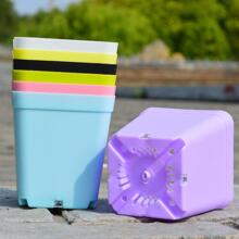1pc Solid Color Plastic Plant Container - Black - View 9