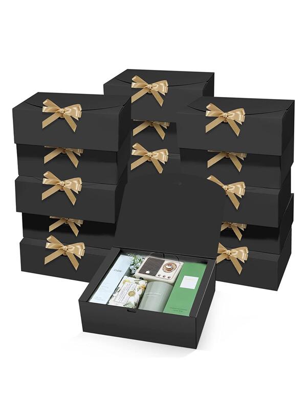 Gift Boxes with Lids, Black Gift Boxes for Present, 5 Pack Groomsmen
