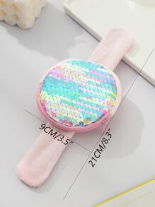 Chicas con lentejuelas redondo cremallera Monedero con Pulsera - Multicolor - Ver 6
