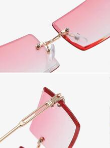 1 件男女通用无框 PC 镜片渐变粉色镜片防 UVA/UVB 时尚眼镜 - 粉色 - 查看 2