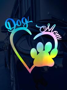 1入組狗狗媽媽車貼心和熊掌汽車貼花 - 彩色 - 查看 1