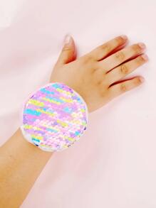 Chicas con lentejuelas redondo cremallera Monedero con Pulsera - Multicolor - Ver 7
