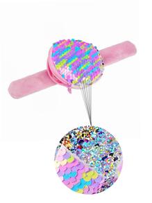 Chicas con lentejuelas redondo cremallera Monedero con Pulsera - Multicolor - Ver 4