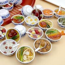 1个树脂3D逼真迷你食物工艺品4厘米碗面模型，食物玩具装饰DIY，颜色和款式随机 - 彩色 - 查看 1
