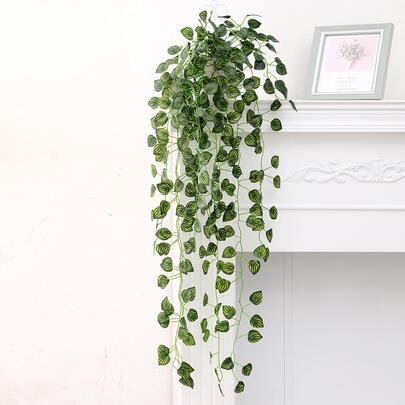 2 件装人造西瓜叶、红薯叶、海棠叶壁挂藤蔓、假植物