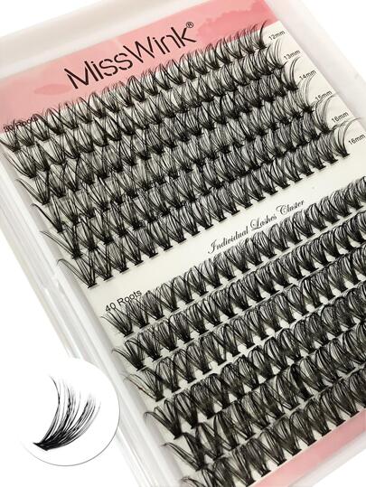 Miss Wink 30D+40D 240pcs Personal Eyelash Extensions 12-16mm Mixed Natural Soft C/D 0.07mm Handmade Eyelash For Daily Makeup Cartoon Lashes Curly Single Clusterlash Clusters,Eyelash Clusters,Individual Eyelashes,Lashes,Fake Lashes