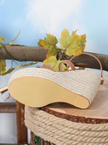 2023 Mùa Hè Mới Giày Xăng Đan Đế Nêm Kiểu Retro Cho Nữ Đế Dày, Hở Mũi Và Giày Cao Gót, Phong Cách Thanh Lịch - màu nâu - Xem 2