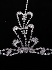 1pc Women Rhinestone Decor Glamorous Bridal Mittens Bracelet For Wedding Party - Silver - View 3