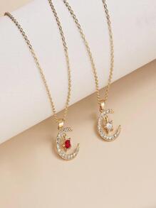 1 Miếng Đúng mốt Đá sinh Sao & Mặt trăng Vòng cổ mặt dây chuyền Đối với phụ nữ Với Chòm sao Thẻ - Vàng - Xem 4