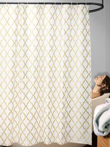 1pc Geometric Pattern Waterproof Shower Curtain Home Bathroom Decor Fall Decor Bathroom Accessories Back To School - Gold - View 1
