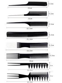 Styling Hair Comb 10PCS Hair Stylists Professional Styling Comb Set Variety Pack Great For All Hair Types & Styles - Black - View 2